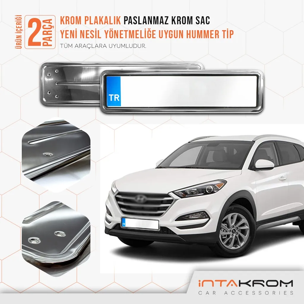 For Hyundai Tucson Chrome Plakalık Hummer Type 2 PCs Chrome Styling Accessories Car Track Modified Designed Stainless Steel