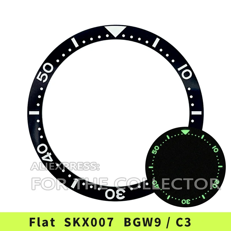 38mm BGW9 Lume C3 Lume High Quality Flat Ceramic Bezel Insert SKX007/SKX009/SKX011 Mod Super Luminous Highly Polished Surface