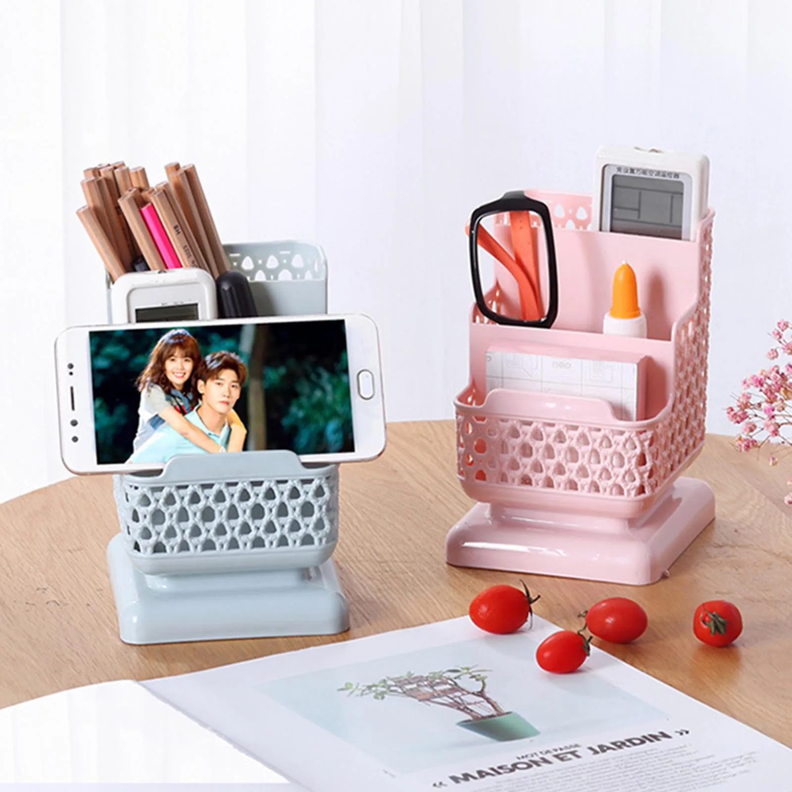 

Creative Desktop Pen Holder Organizer Multi-functional Stationery Container Storage Cosmetics Makeup Rack Desk Pen Storage Box