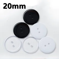 40pcs 20mm Black/White/Clear Resin 2 Holes Round Buttons Sewing Accessories Scrapbooking Cardmaking Embellishments DIY Crafts