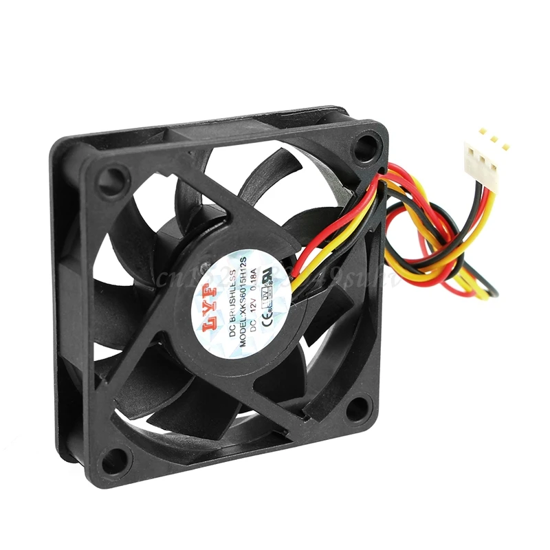 DC 12V 3-Pin 60x60x15mm PC Computer CPU System Sleeve-Bearing Cooling Fan 6015