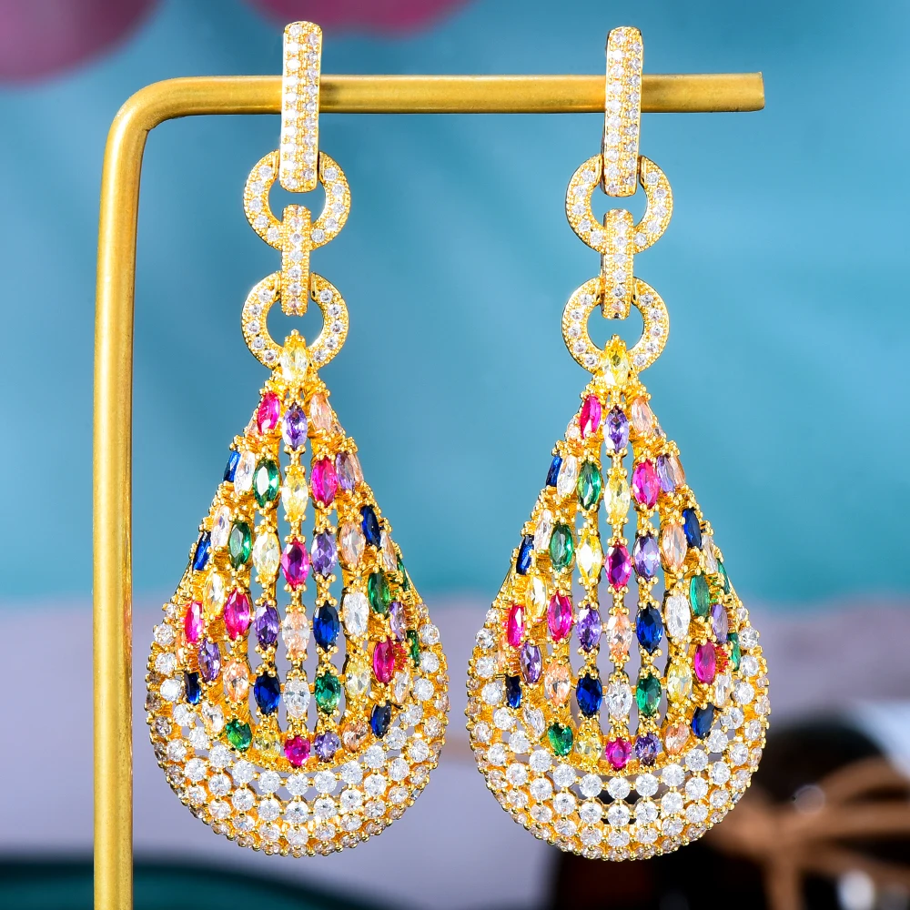 

Missvikki Original Luxury Trendy серьги Long Dangle Earrings Full Mirco Paved Cubic Zircon CZ For Women Wedding Earrings Jewelry