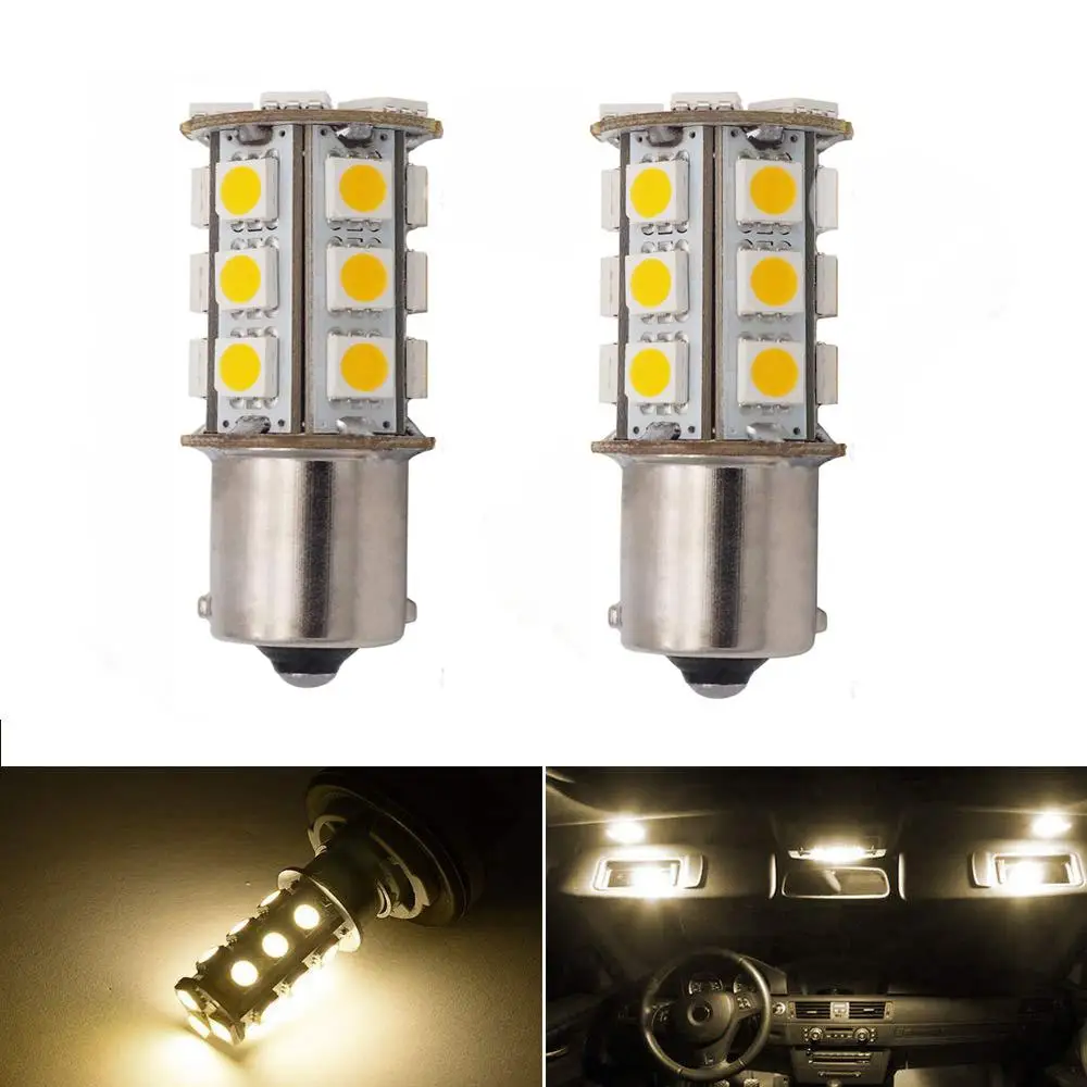 

2x GRV Ba15s 1156 1141 High Power Car LED Bulb 24-5050SMD AC/DC 12V-24V Warm White