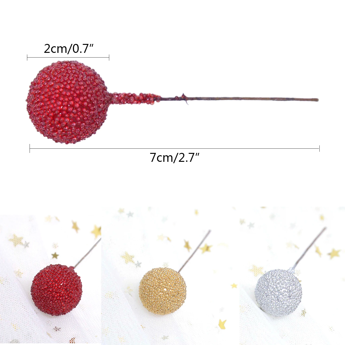 Künstliche Schaum Staubblatt Obst Berry Gold Silber Rote kirsche perlglanz staubblatt hochzeit Weihnachten decor DIY geschenk box Kränze – Detail 7
