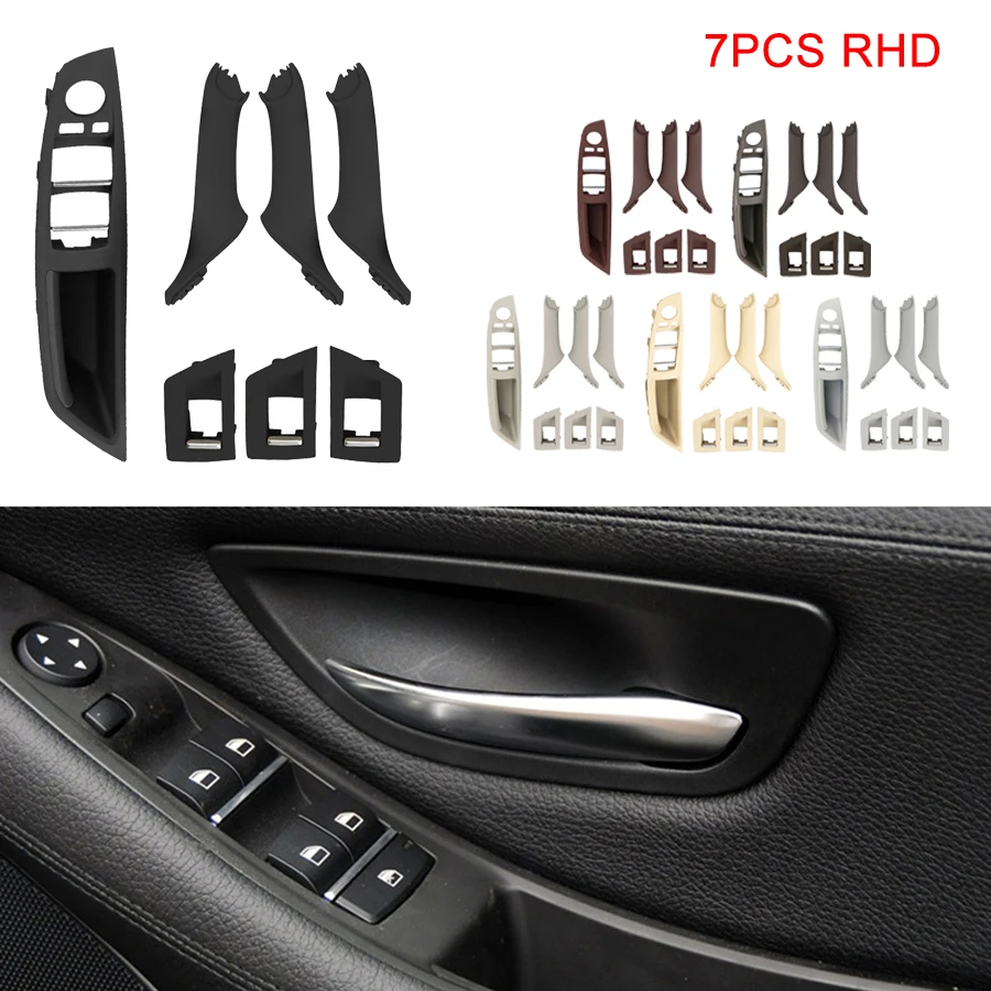 7pcs Right Hand Drive RHD For BMW 5 series F10 F11 520 525 Gray Beige Black Car Interior Inner Door Handle Panel Pull Trim Cover