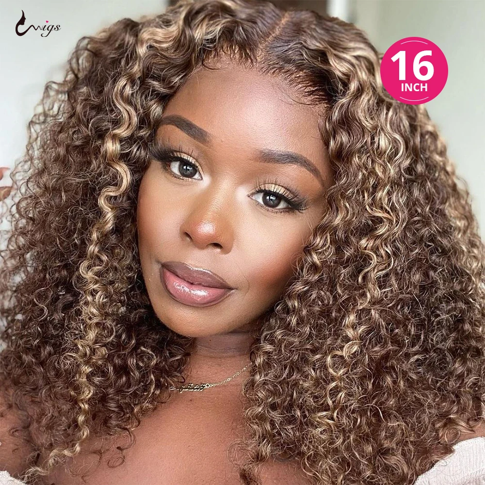 

Uwigs Curly Human Hair Wig Bob Wig Lace Front Human Hair Wigs Deep Curly Bob Wig 4/27 Highlight Wig 13x4 Colored Human Hair Wigs