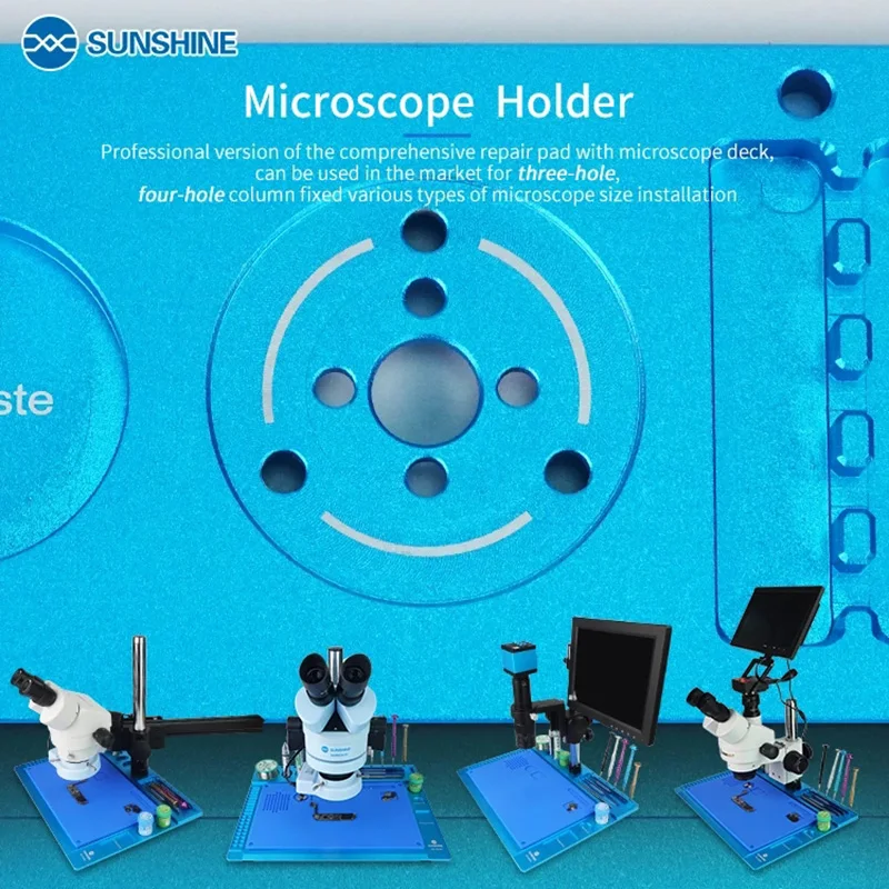 SUNSHINE SS-004N Microscope Holder Stand with Silicone Repair Soldering Mat Repair Pad for Phone DIY Welding Tool