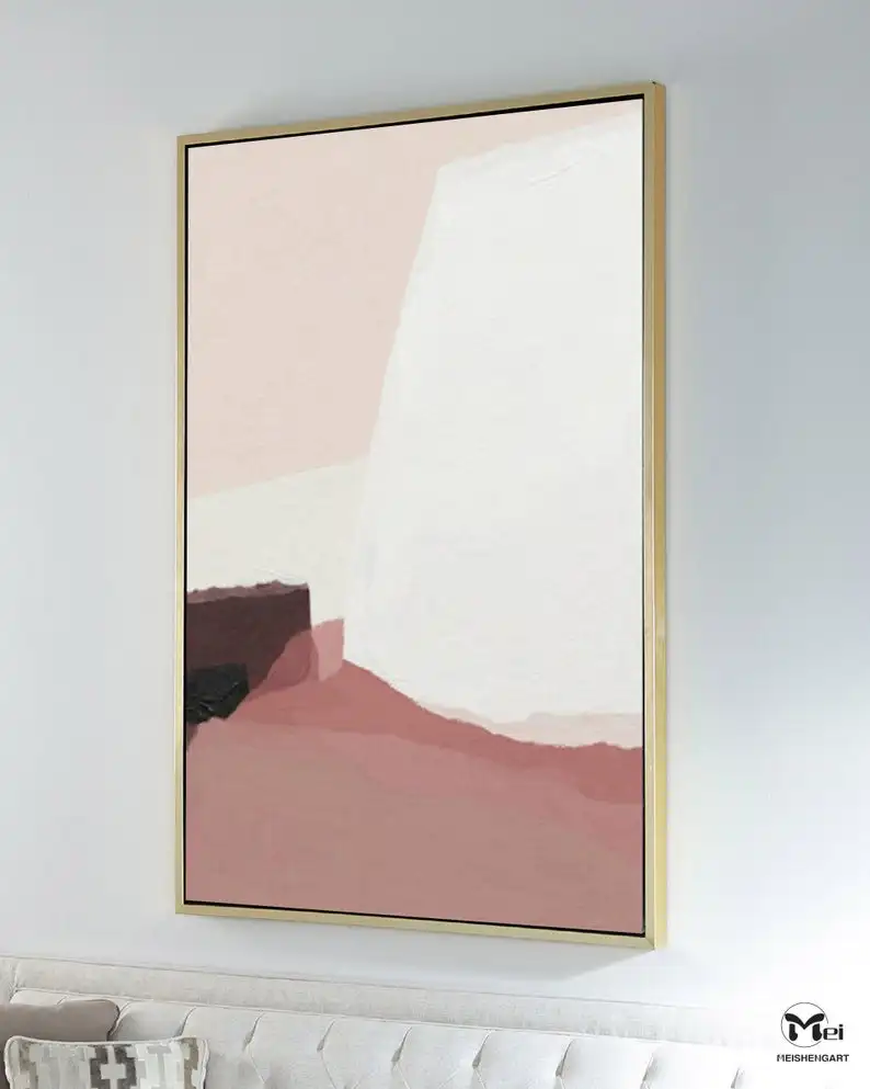 Original Minimalist Painting Blush Pink Wall Art Acrylic Abstract Painting Bright Coloured Painting Home Art Oversized Wall Art