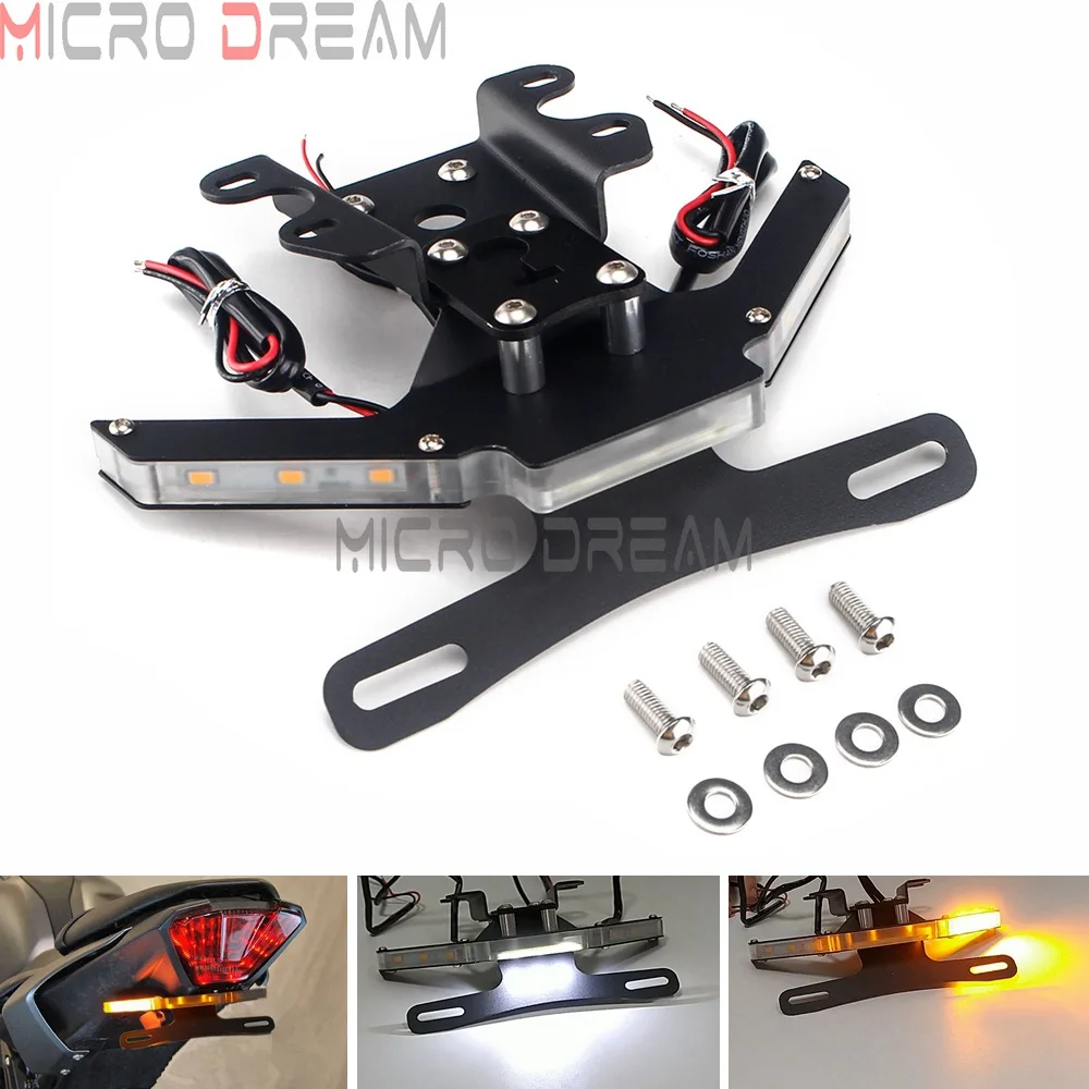 Tail Tidy Fender Eliminator Kit Rear Registration Plate Bracket Holder w/ LED Turn Signal Light for Yamaha MT-07 FZ-07 2014-2020