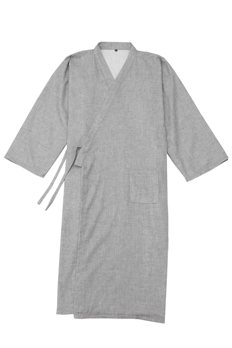 Traditional Ancient Style Spring Gray Robe Pajamas Soft Loose Bathrobe Kimono Hanfu Women & Men Sleep Lounge Vintage Monk Wear