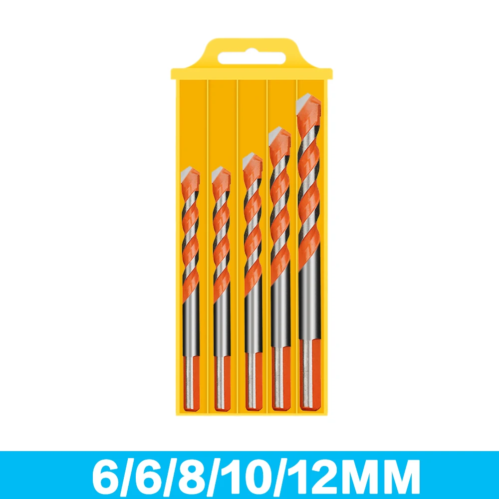 Steinbohrer-Set für Fliesen, Ziegel, Zement, Beton, Glas, Kunststoff, Schleuderblock, Holz, verchromt, Orange (5/10er-Pack) – Detail 10