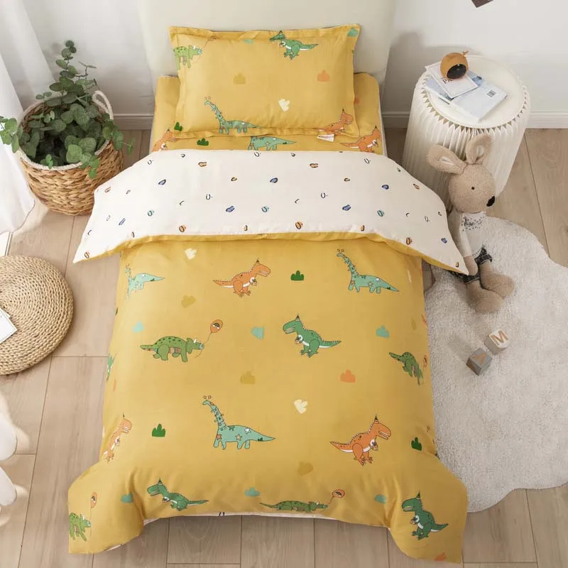 

Pure Cotton Children's Room Bedding Set Cartoon Printing Kindergarten Bed Sheets Quilt Cover Without Filling 3pcs/set