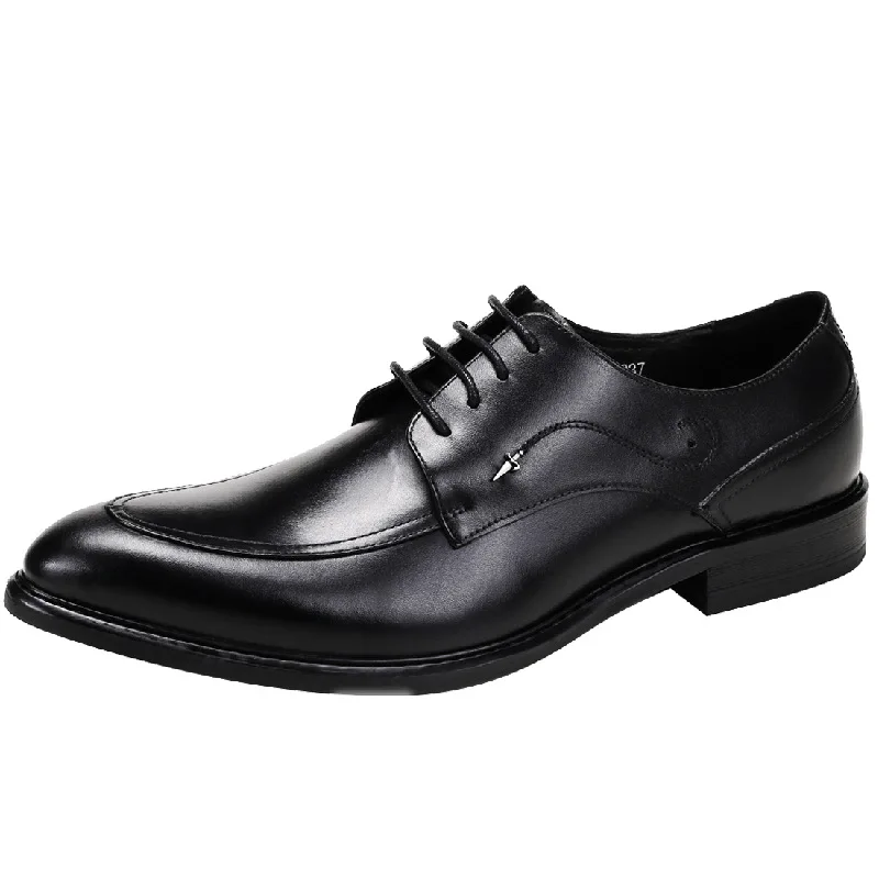 Men Genuine Leather Shoes Man Business Dress Classic Style Black Lace Up Pointed Toe Shoes For Men Oxford Shoes Size 46