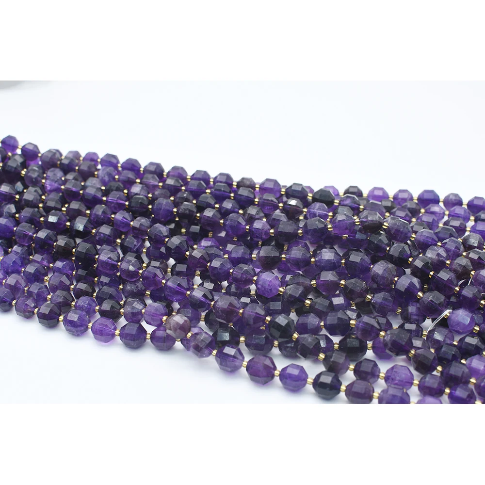 8mm AA Natural Faceted Amethyst irregular round Stone Beads For DIY necklace bracelet jewelry making 15 