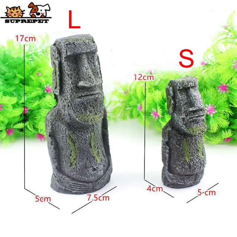 Resina Moai pietra acquario decorazione antica statua di Buddha ornamenti per acquari di corallo accessori per acquari decorativi misterioso