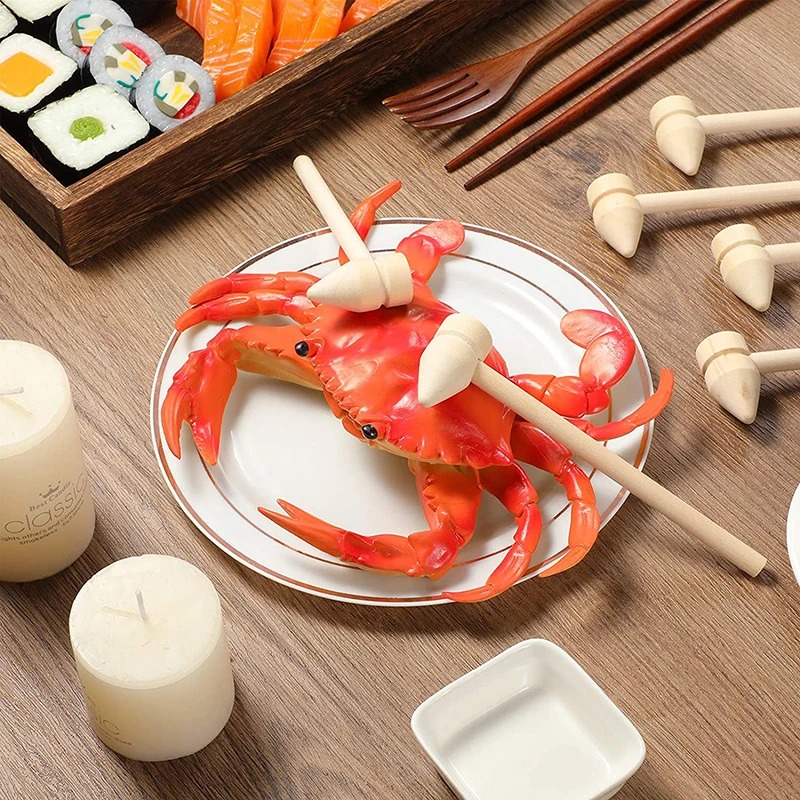 2pcs Mini Wooden Hammers Mallet Pounding Mallet Natural Hardwood Hammers DIY Craft Make Chocolate Crab Lobster Seafood Hammers