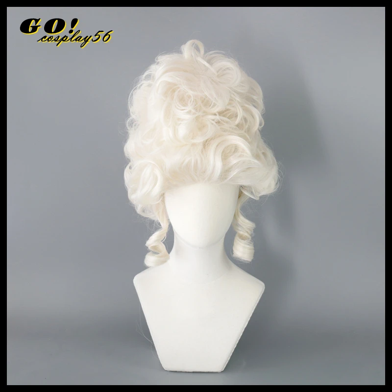 

Marie Antoinette Cosplay Wig Queen Beige Short Curly Synthetic Hair Adult Princess Medieval Vintage Heat Resistant Headwear