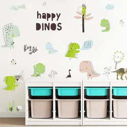 Cartoon Gelukkige Dinosaurus Muursticker Kinderkamer Achtergrond Decoratie Muurschildering Woonkamer Slaapkamer Decor Dieren Combinatie Decals