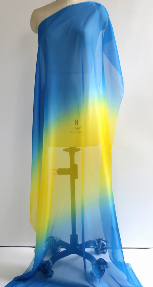 Ombre Chiffon 58'' breit nach Meter 30D Farbverlauf Chiffon transparenter Stoff Tanzschal Hochzeitsdekorationen transparent – Detail 33