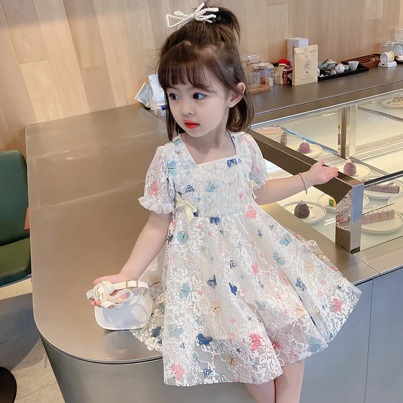 Kids Dress for Girls Butterfly Sequins Kids Long Sleeve Dresses Baby Girls Princess Dress Party Clothes Birthday Dresses 2-8T