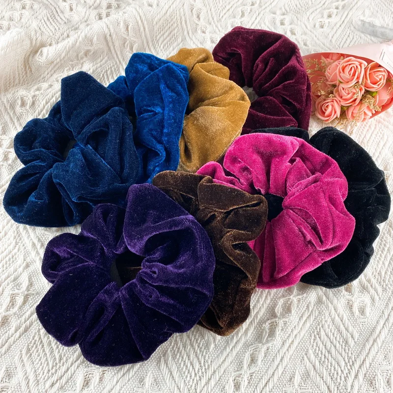 2021 Korea Velvet Scrunchie for women elastic hair bands girl Solid Color Headband Ponytail Holder Hair Ties hair Accessoires