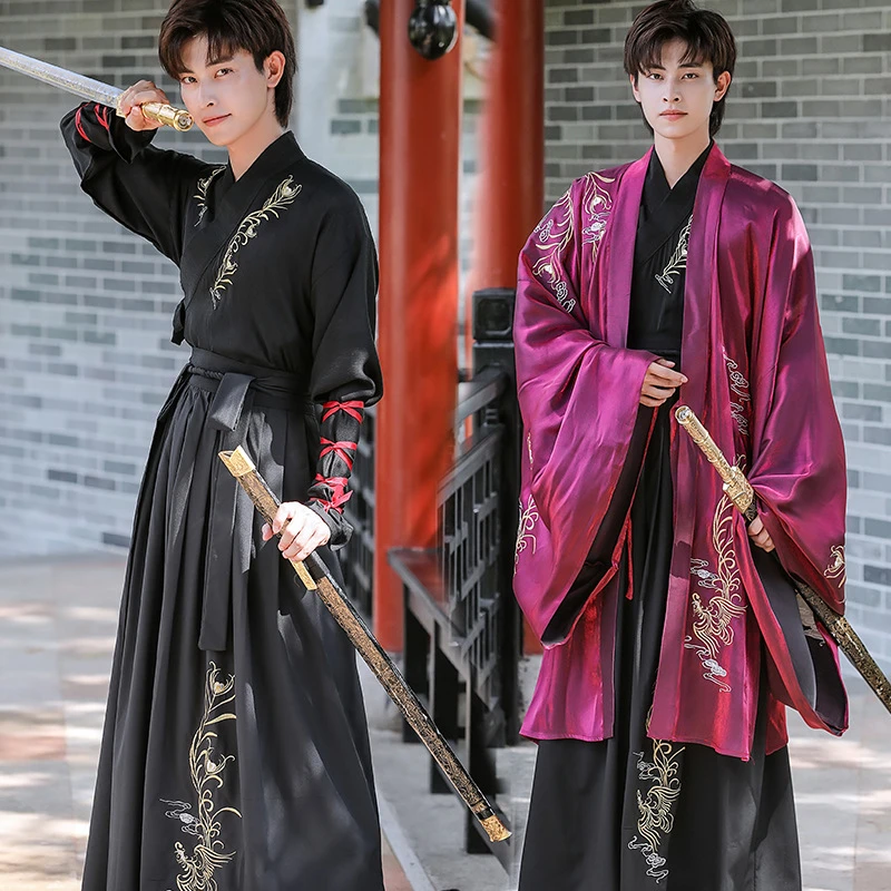 จีนโบราณเย็บปักถักร้อยเครื่องแต่งกาย Hanfu พื้นบ้านเสื้อผ้าคลาสสิก Swordsman เสื้อผ้าแบบดั้งเดิม Kung Fu คอสเพลย์