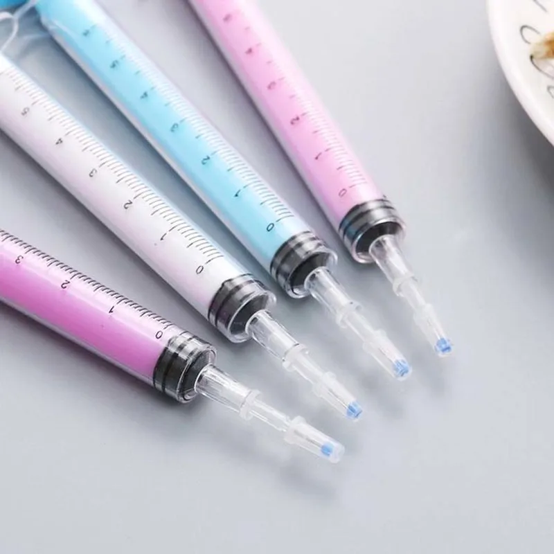 4 Pcs/set Creative Stationery Simulation Syringe Modeling Promotions Gel Pen Students Toy Needle Gel Pen Creative Personality