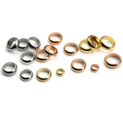 50PCS Rose Gold Color Stainless Steel Stopper Crimps Findings Loose Spacer Beads for Bracelet Jewelry Making DIY Supplies