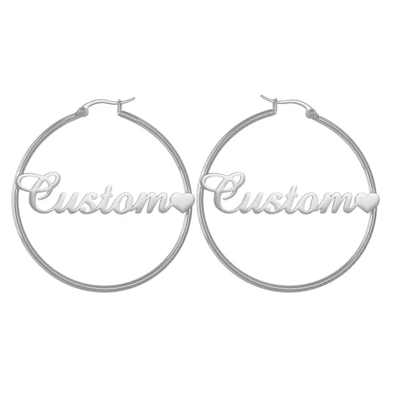 Duoying Big Hoop Custom Name Earrings Women Personalized Name Custom Jewelry Stainless Steel Earings Jewelry Sublimation Gifts