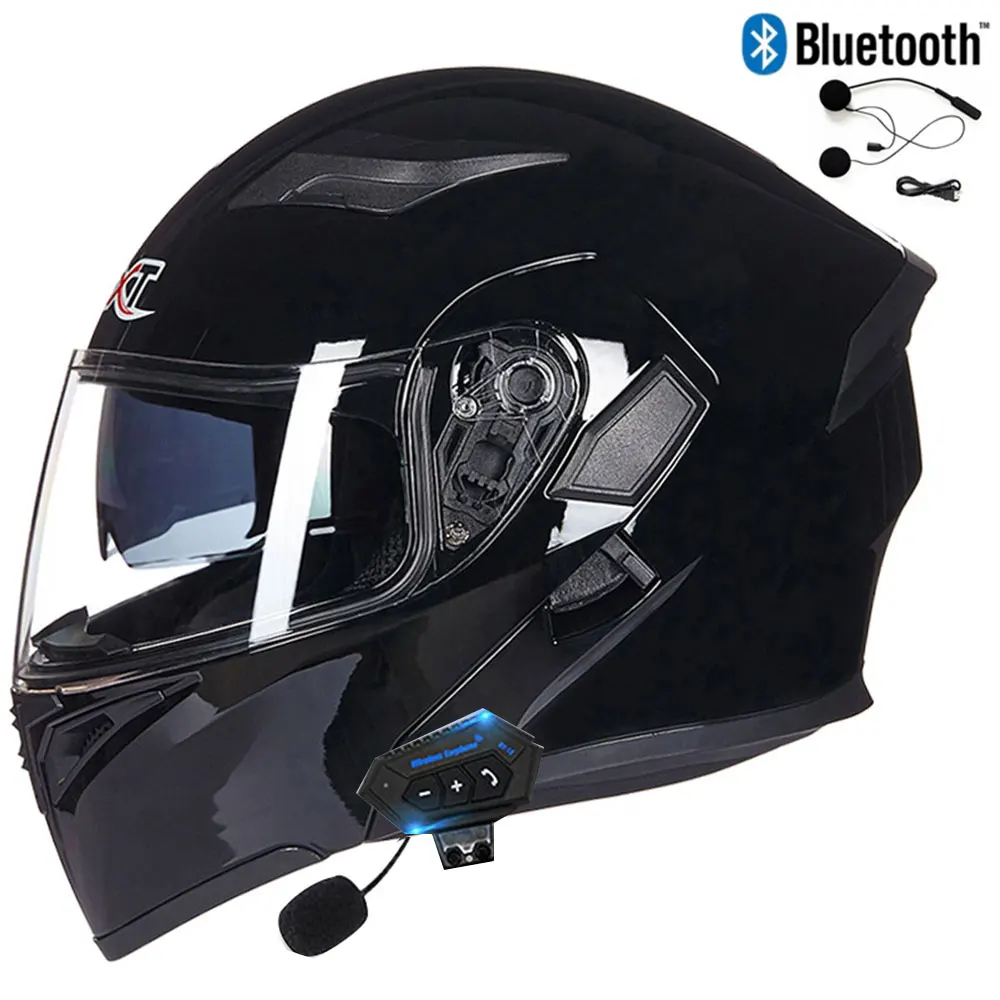 GXT Bluetooth Helmet Men Motorcycle Helmet Flip Up Casco Moto Doublel Lens Motorbike Riding Helmet Motorcycle Capacete DOT