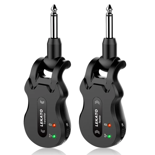 LEKATO WS-50 sistema receptor transmisor de guitarra eléctrica inalámbrico 4 canales ISM 5,8 Ghz recargable para accesorios de guitarra