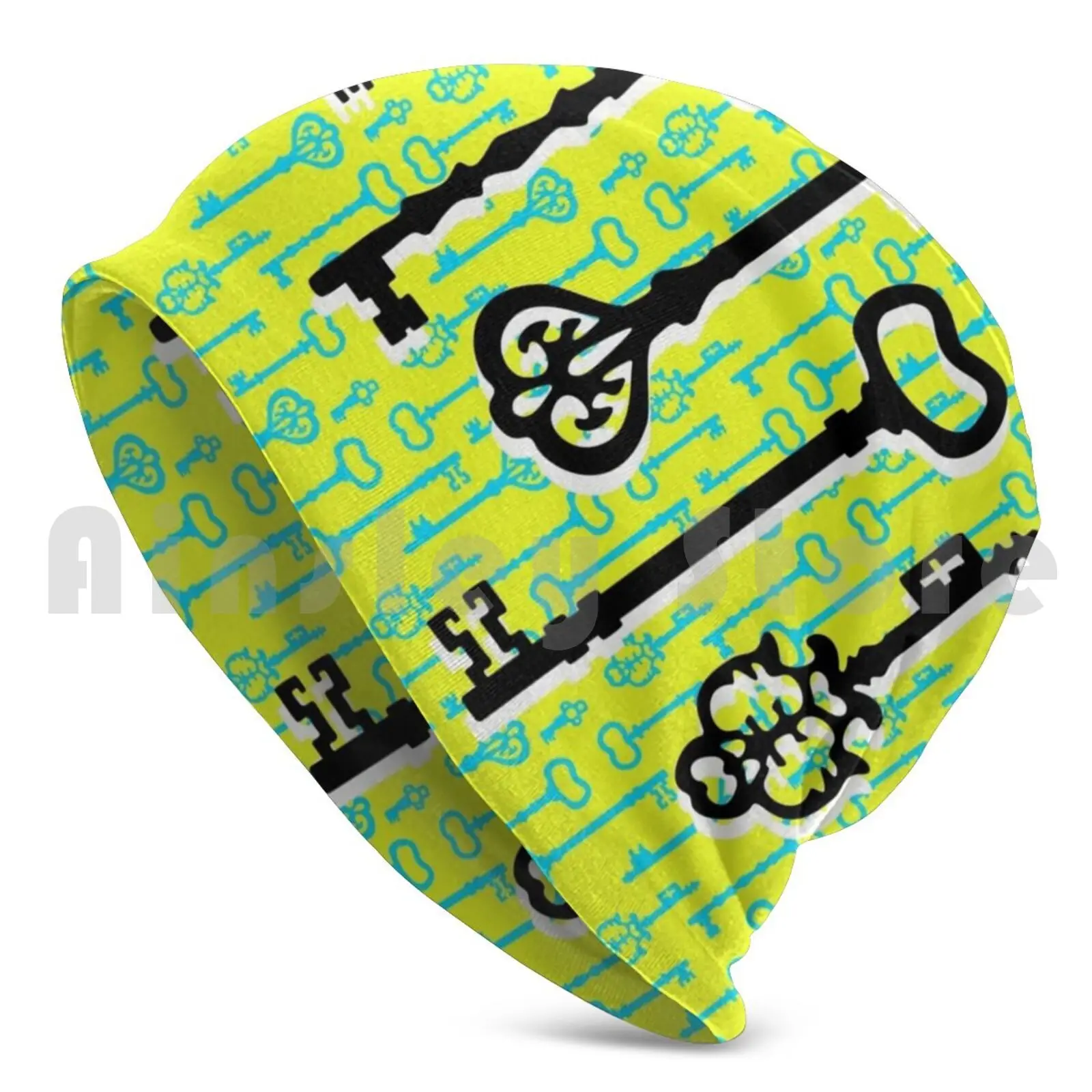 Neon Keys Beanie Hedging Cap DIY Print Cushion Key Keys Old Keys Rustic Keys Keys Retro Symbolic Symbol