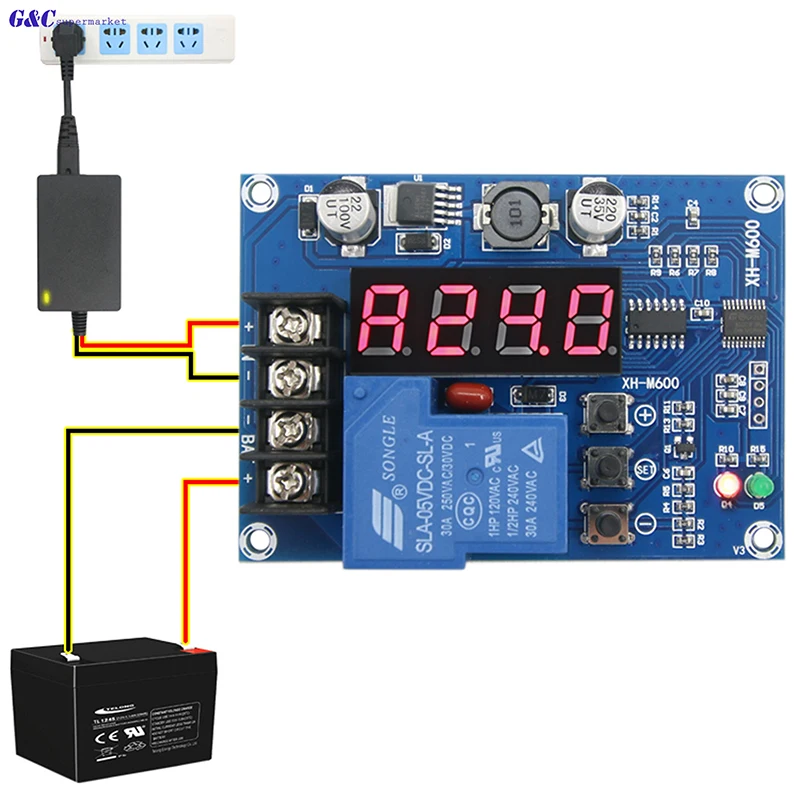 1 pces 3.7v-120v bateria chumbo-ácido controlador de carregamento placa de proteção interruptor 12v 24v diy eletrônico