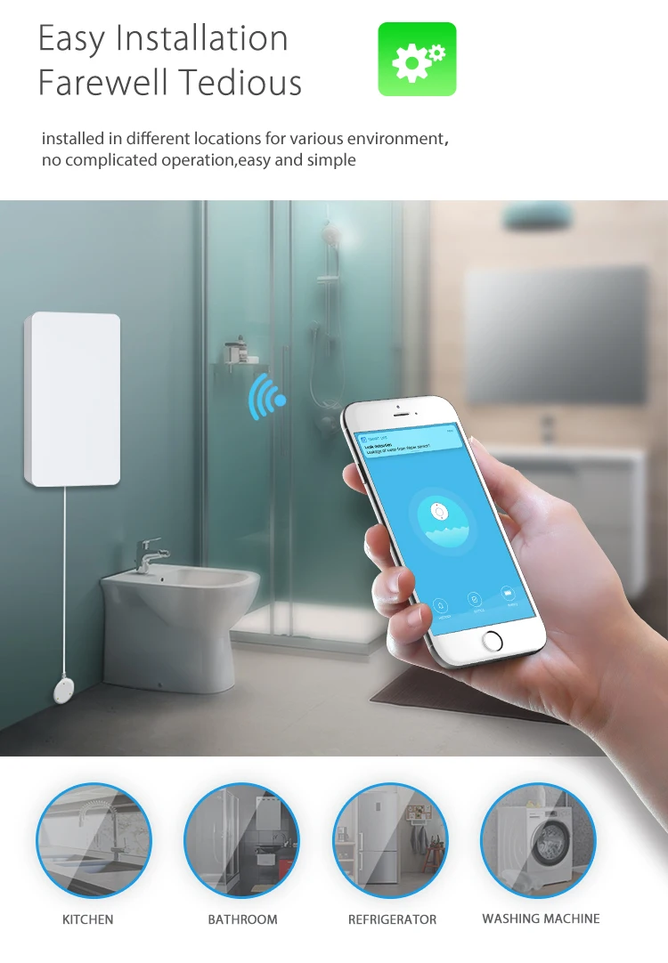 Tuya Smart Wifi Water Lekkage Alarm Onafhankelijke Waterlek Sensor Detector Tuya Flood Alert Overloop Alarmsysteem