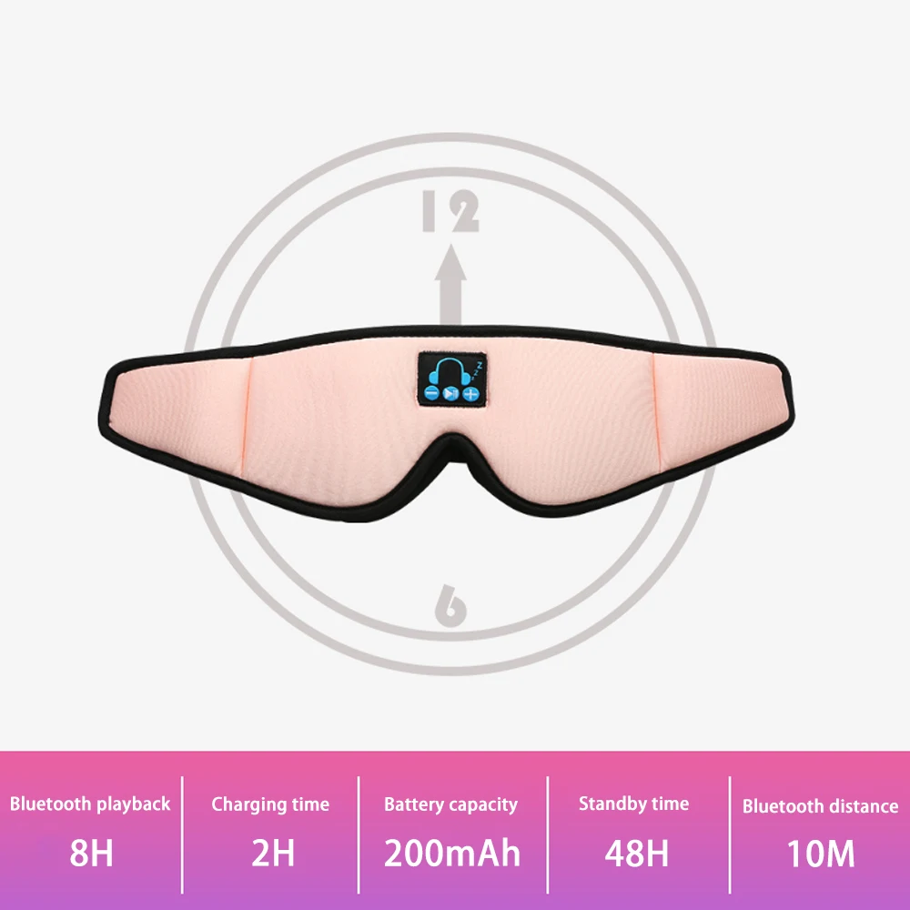 Aikswe bluetooth fones de ouvido assistem sono 3d máscara de olho sombreamento design portátil sem fio música fone de ouvido com microfone melhorar sleepers