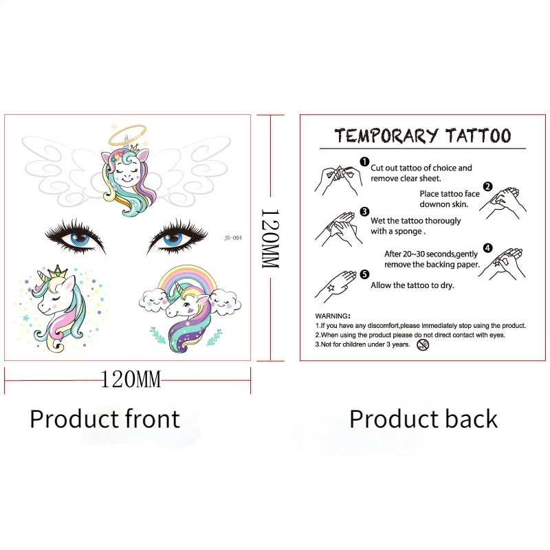 1PCS Children\'s Carnival Party Face Stickers Tattoo Stickers Mermaid Dolphin Animal Dress Up Fun Tattoo Paper Temporary Tattoos