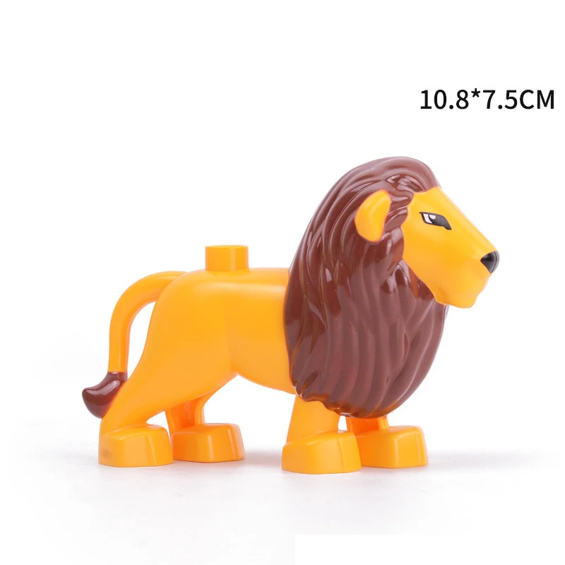 Big Size Animals Zoo Domestic Bird Leopard Elephant Tiger Deer Cat Rabbit Building Blocks Compatible With  Bricks Kids Toys