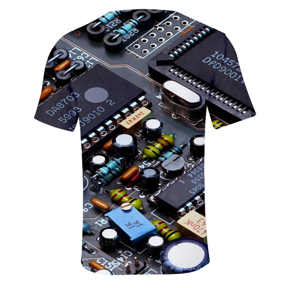 2021 nova chegada 3d cosplay chip eletrônico-placa de circuito t camisa adulto crianças camiseta verão hip hop manga curta impressão t