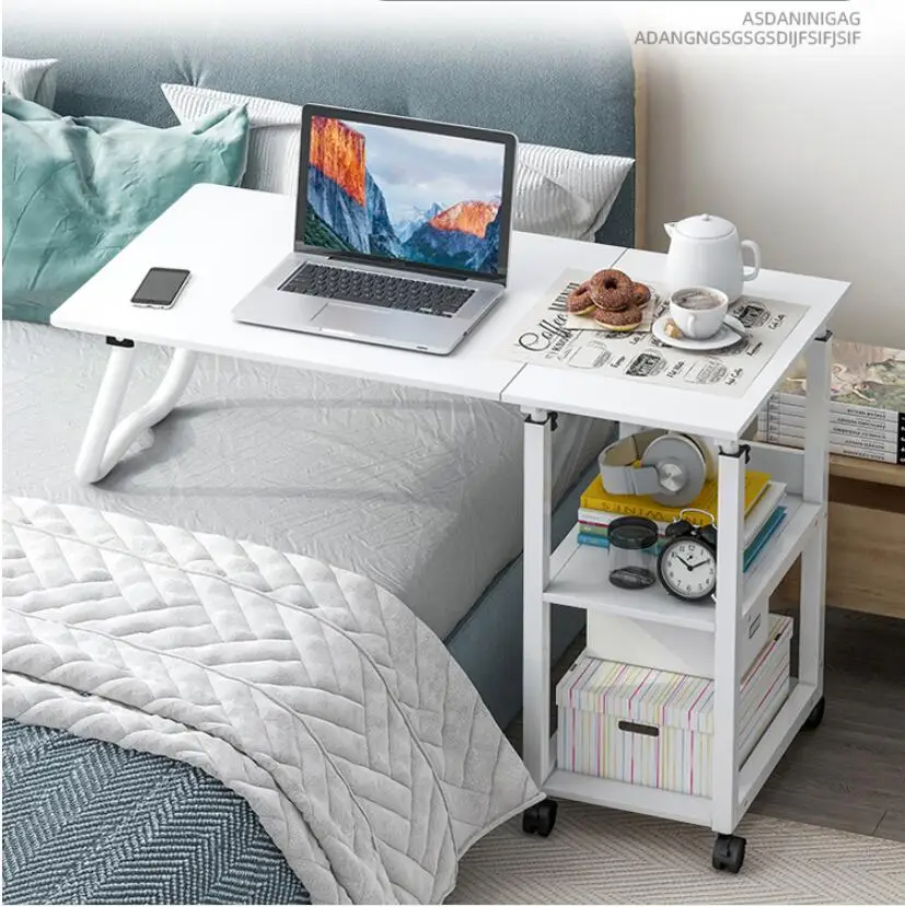 Movable lifting bedside table household computer table student study bed desk bedroom lazy simple small table