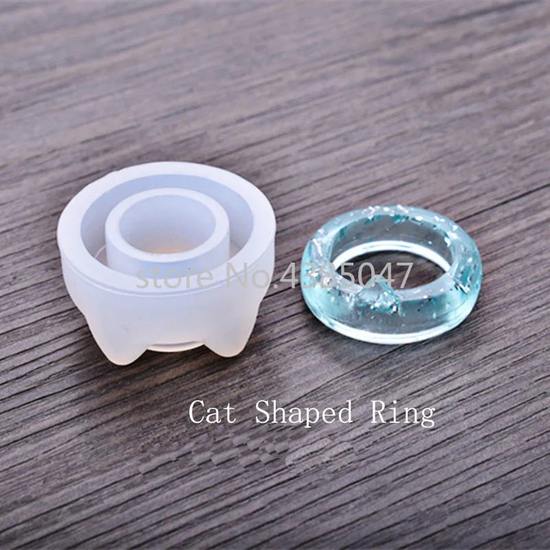 1PC Cat Diamond Flat Shaped Ring Pendant DIY Silicone Mold Dried Flower Jewelry Accessories Tools Equipments Resin Molds