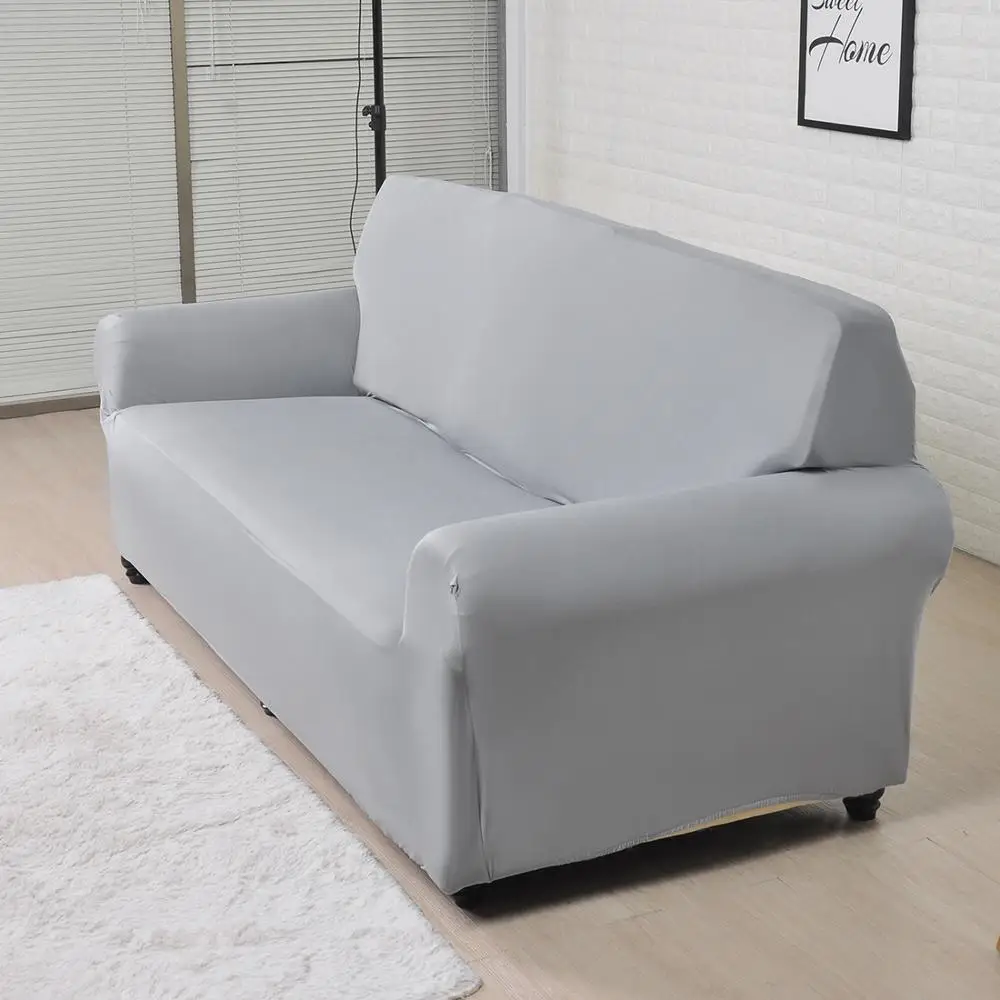 솔리드 컬러 소파 커버 큰 탄력 스트레치 소파 커버 Loveseat 소파 코너 소파 타월 가구 커버 1/2/3/4 인승
