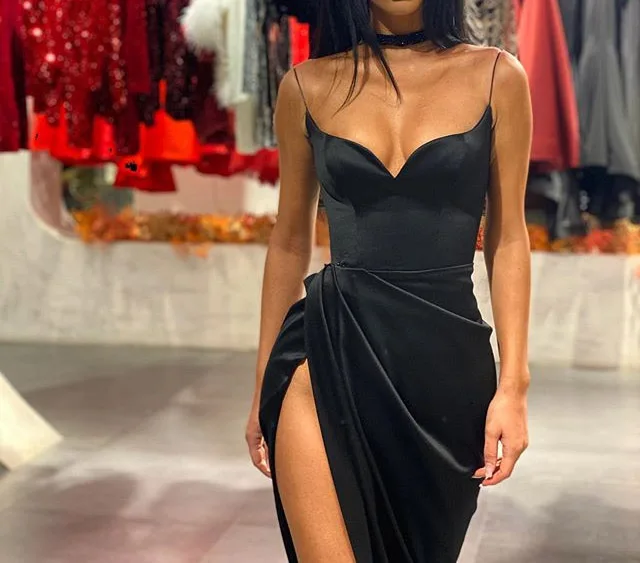 Spaghetti Straps Mermaid Evening Dress Long 2020 Robe De Soiree Side Split Dresses Woman Party Night Sukienka Dluga Wieczorowa