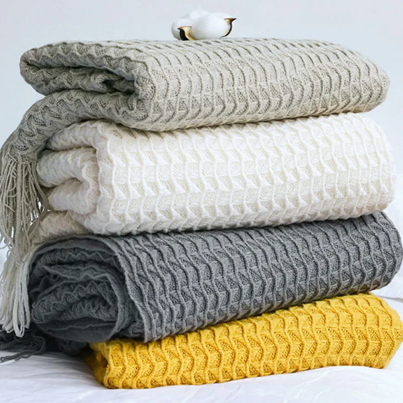 

Nordic Knitted Blanket Sofa Throw Blankets Plaid on the Bed Sofa Travel TV Air Condition Soft Thread Blankets Bedspread Manta