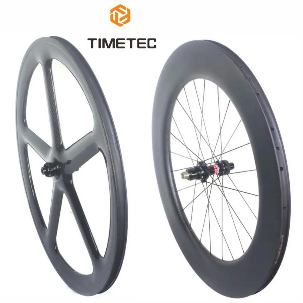 Carbon Road TimeTrial Bicycle Wheelset  Front 5 Spoke Rear Wheels 90mm Clincher Tubular Disc Brake  Centerlock 11S 12 SPEED XDR