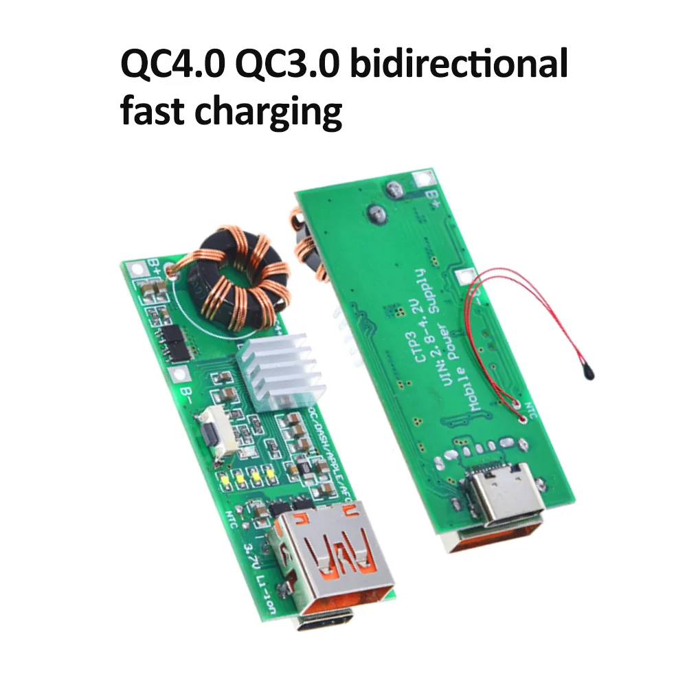 QC4.0 QC3.0 Bidirectional Fast Charging Power Module Mobile Phone Power Bank Type-C USB 3.7V to 5V Boost Charger Circuit Board