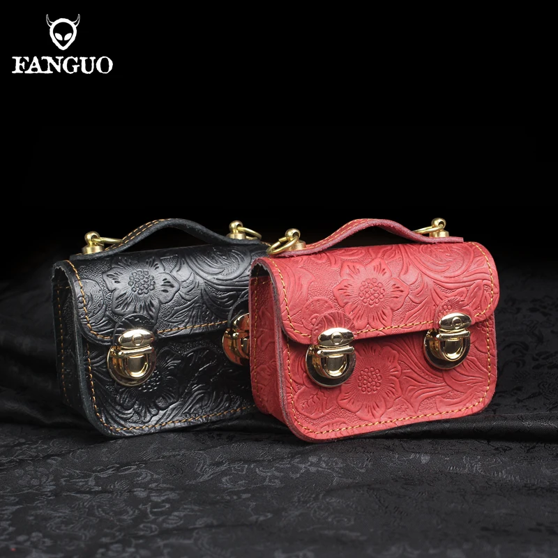 Mini Fiore Stampato Satchel Tasca Del Sacchetto di Cuoio Reale Borse A Spalla Crossbody Con Catena In Metallo Piccola Tote Bag Per Le Donne Frizione