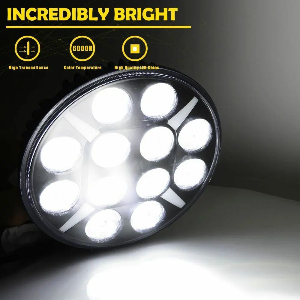 9 Inch 120W LED Round Work Light Spot Flood Combo Driving Headlight Fog Lamp 12-30V with DRL Offroad For Truck SUV ATV 4X4 4WD