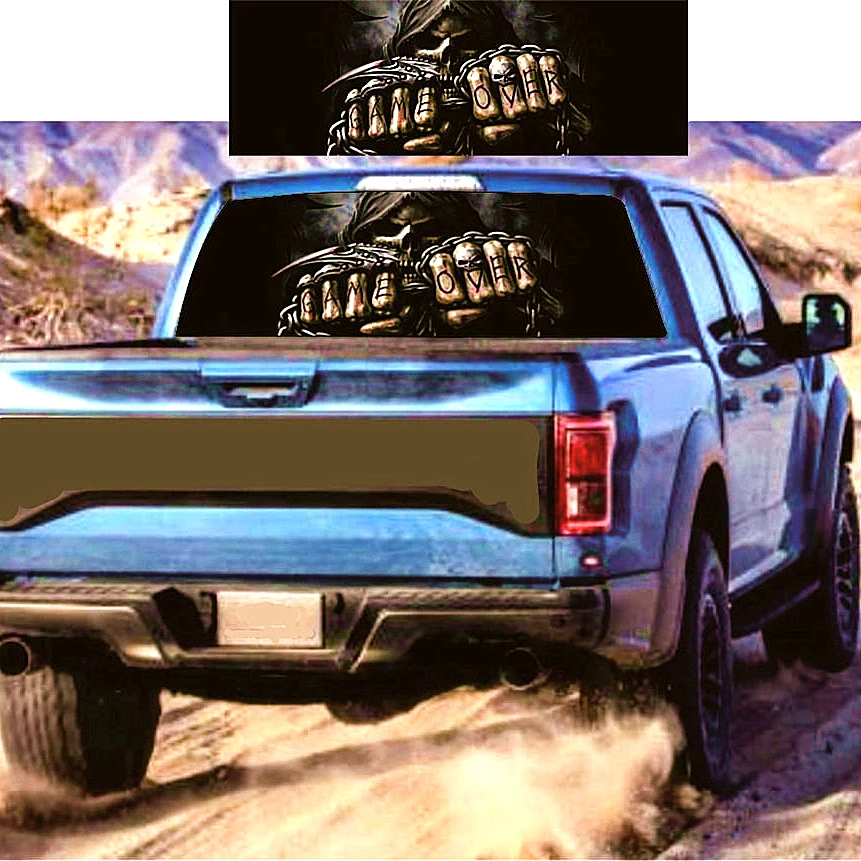 

Rear Window Skull Cool Sticker Car Sticker for Truck for SUV for Jeep Rear Window (22"x65" Large)