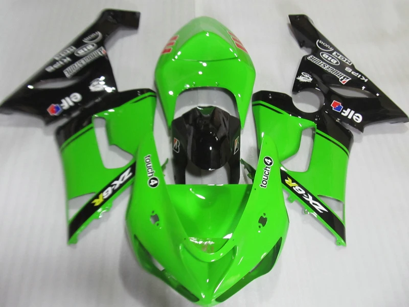 Fit for Kawasaki ZX6R fairings 2005 2006 plastic bodywork set 05 06  ZX-6R Ninja 636 black green fairing kit LK46