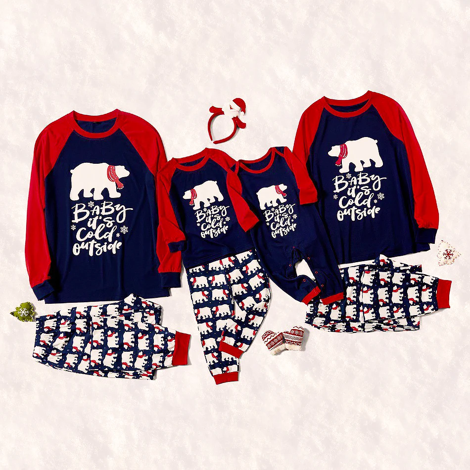 Christmas costume family matching suit family pajamas 2021 fashion print bear Christmas costume family parent-child costume